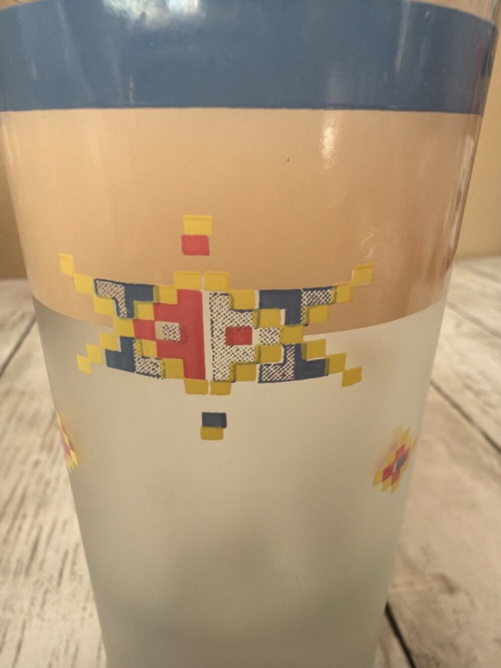 Vintage Noritake Arizona Frosted Glass Tumblers Set of 8 Southwest Santa Fe Azte - Picture 12 of 14